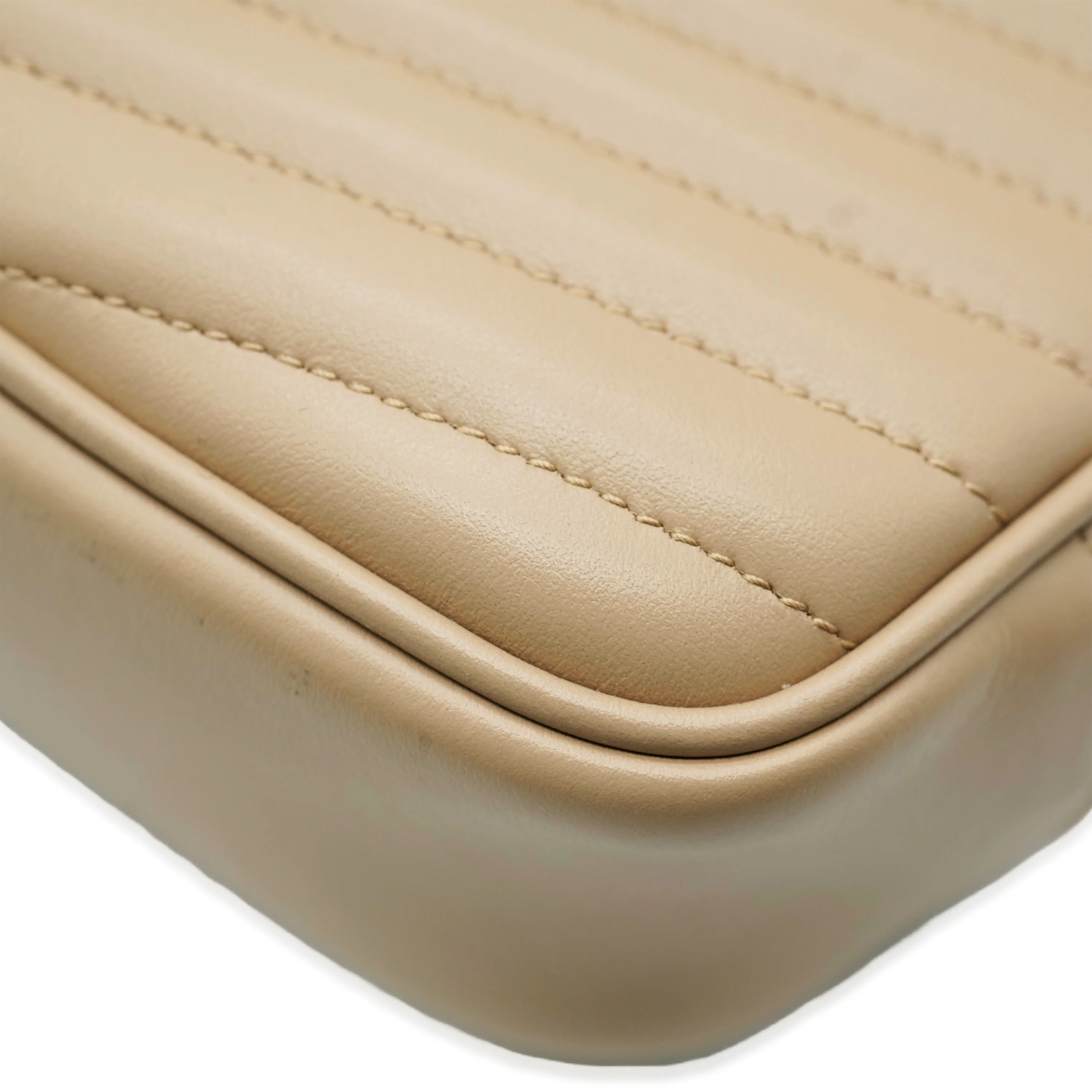 Saint Laurent Beige Chevron Calfskin Mini Lou Camera Bag