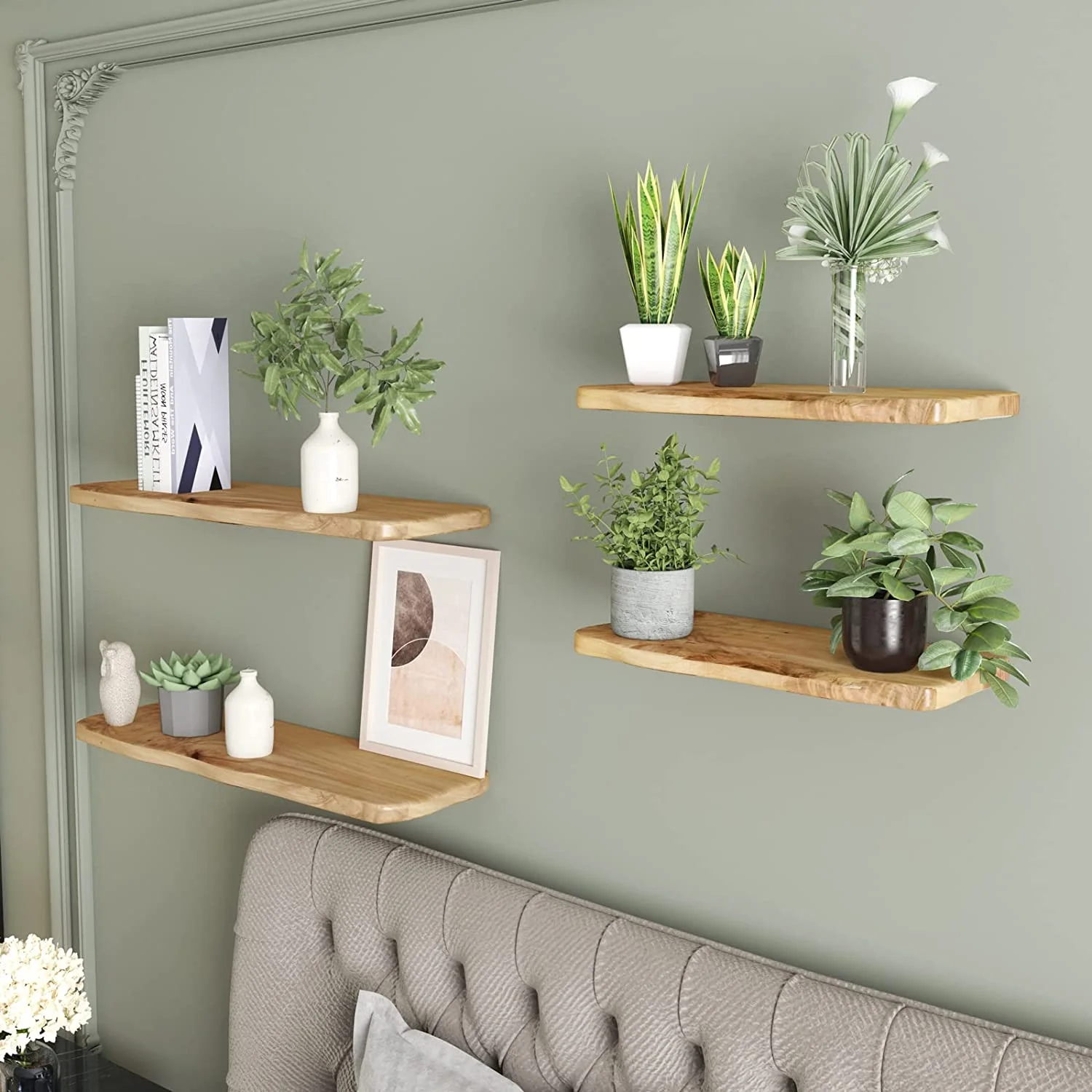 24 Inch Cedar Natural Edge Floating Shelf Set Of 2