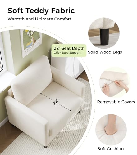 Sofa Accent Chair, 33" Reading Chair for Bedroom, Tool-Free Setup Living Room Accent Chairs, Comfy Arm Chairs Living Room, All-Wood Reading Nook