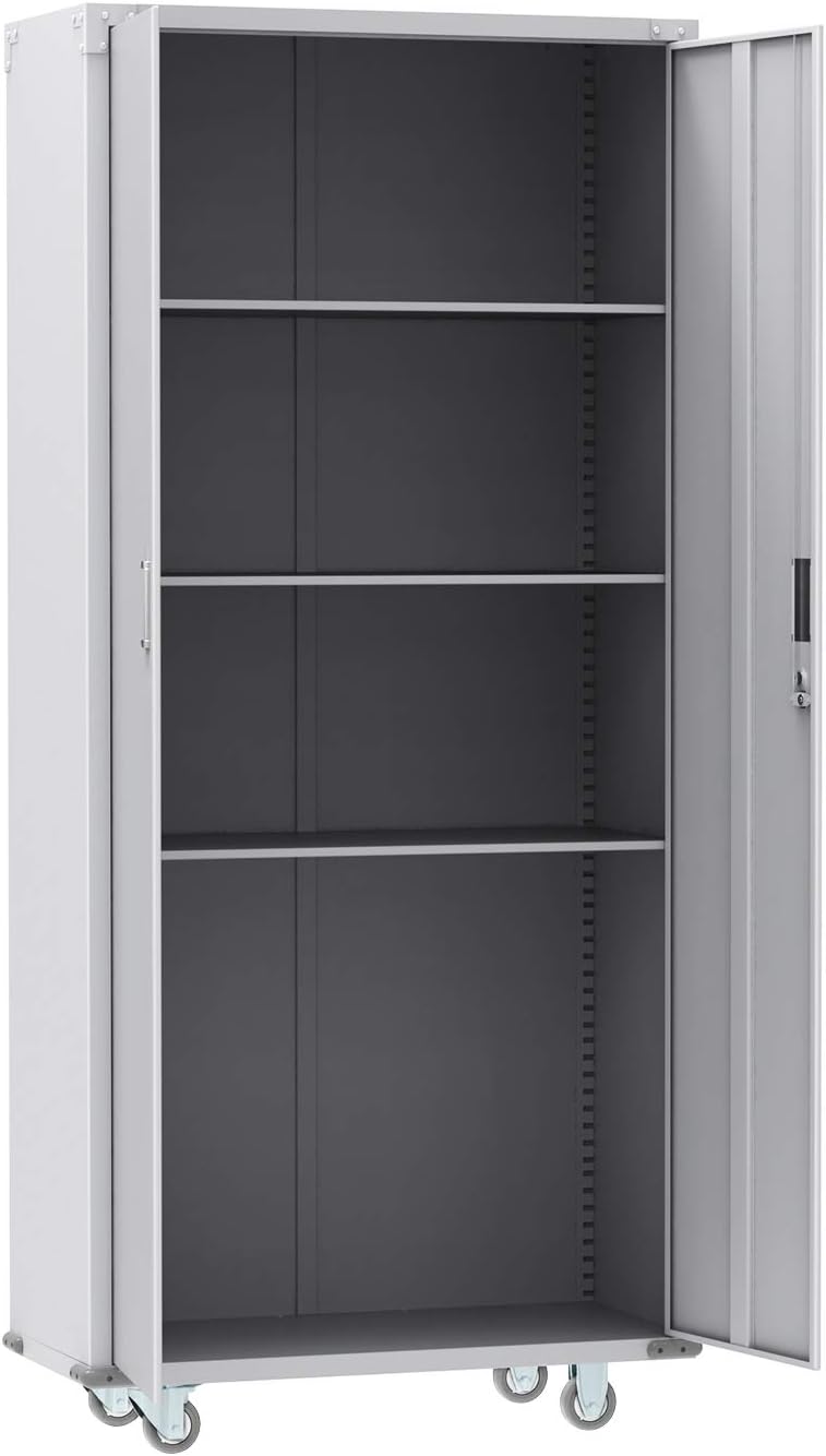 VINGLI Steel Storage Cabinet 72-Inch Metal Cabinets with Doors and Adjustable Shelves for Garage, Kitchen, Office and Laundry Room