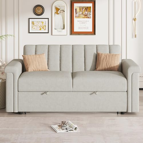 3 in 1 Convertible Sleeper Sofa Bed, Versatile Double Sofa with Pullout Bed with Adjustable Backrest, Futon Couch, Loveseat Sofa, Convertible Sofa