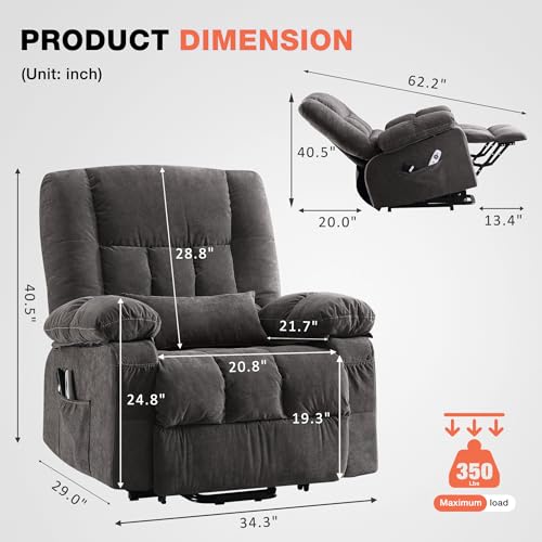 Power Lift Recliner Chair with Vibration Massage and Lumbar Heating for Elderly