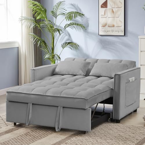 68.11" Corduroy Sleeper Chair Bed with USB Port, Cup Holders & Side Storage Pockets – 3-in-1 Foldable Sofa Bed for Guest Room, Living Room – White