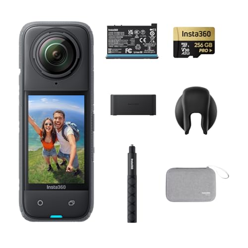 Insta360 X4 Standard Bundle - Waterproof 8K 360 Action Camera, 4K Wide-Angle Video, Invisible Selfie Stick Effect, Removable Lens Guards