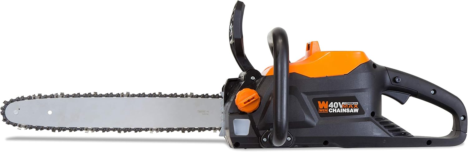 WEN 40417 40V Max Lithium Ion 16-Inch Brushless Chainsaw with 4Ah Battery and Charger