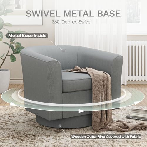 COLAMY Upholstered Swivel Barrel Accent Chair with Ottoman