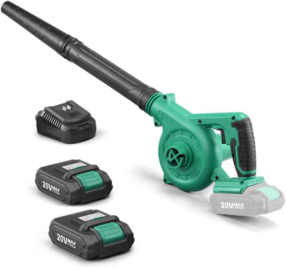 KIMO Cordless Leaf Blower, 2-IN-1 20V Lithium Battery Leaf Vacuum, 150CFM Lightweight Battery Powered Leaf Blower w/Variable-Speed