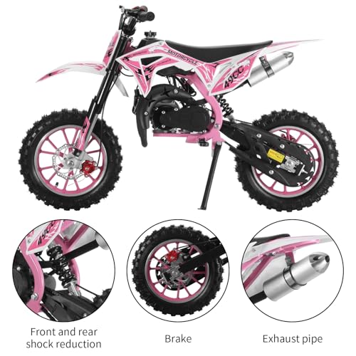 2025 Upgrade 49cc Kids Dirt Bike with Dual Disc Brakes, 2-Stroke 40KM/H Gas Pitbike