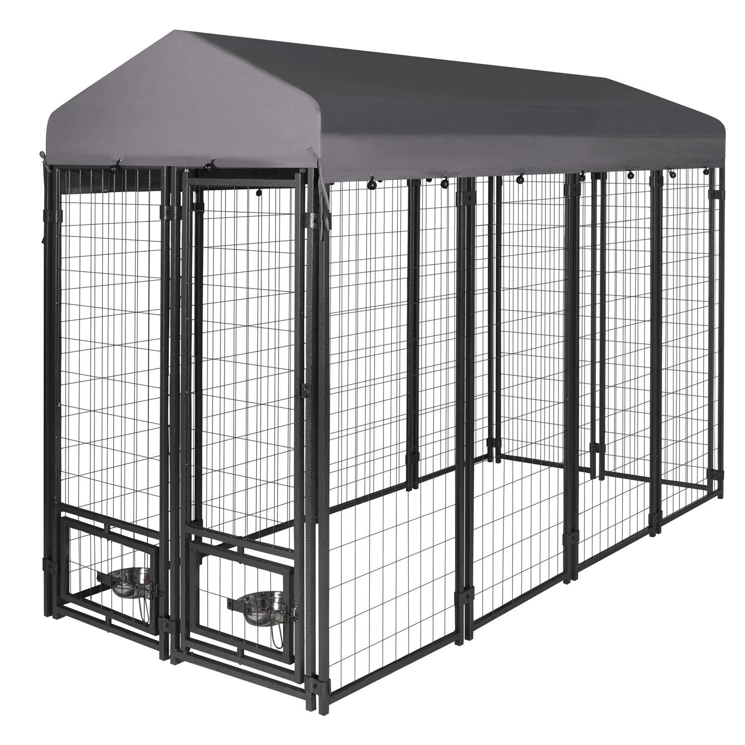 Veikous Outdoor Dog Kennel Rotating Feeding Door and Cover