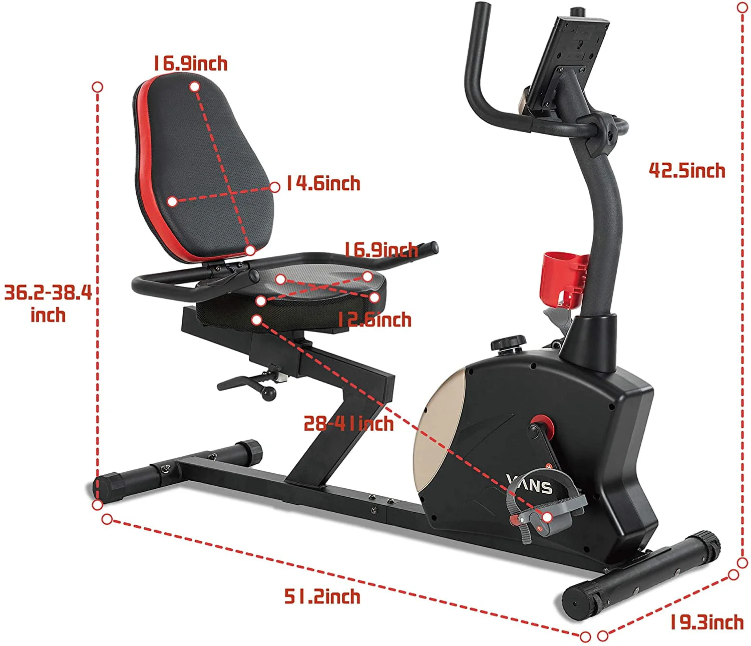 Vanswe Recumbent Exercise Bike 400 lbs. Weight Capacity Magnetic Resistance Recumbent Bike