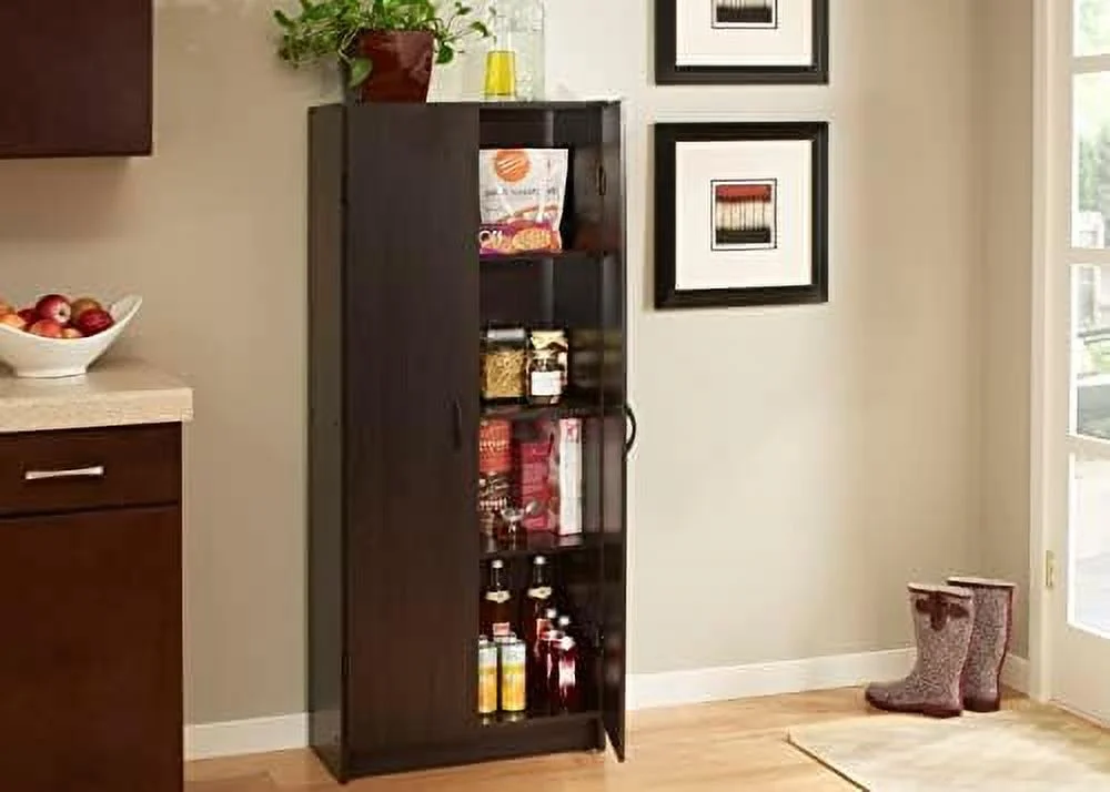 GEROBOOM Pantry Cabinet Cupboard with 2 Doors Adjustable Shelves  Standing   for Kitchen  Laundry or Utility Room  Dark Cherry