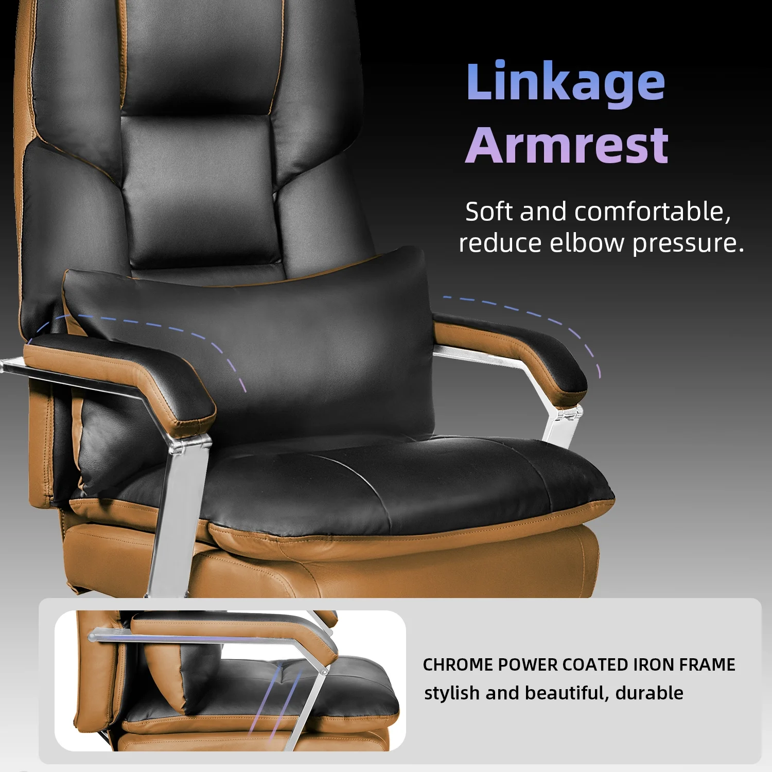 HomeZeer Big and Tall Office Chair 500 lbs, PU Leather Executive Chair Heavy Duty Desk Chairs Ergonomic Reclining Office Chair with Footrest, Black