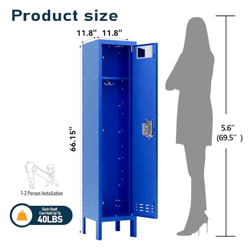 Metal Locker with 5 Doors,Lockers for Employees,66'' Steel Storage Locker for School,Gym, Office, Office,Garage