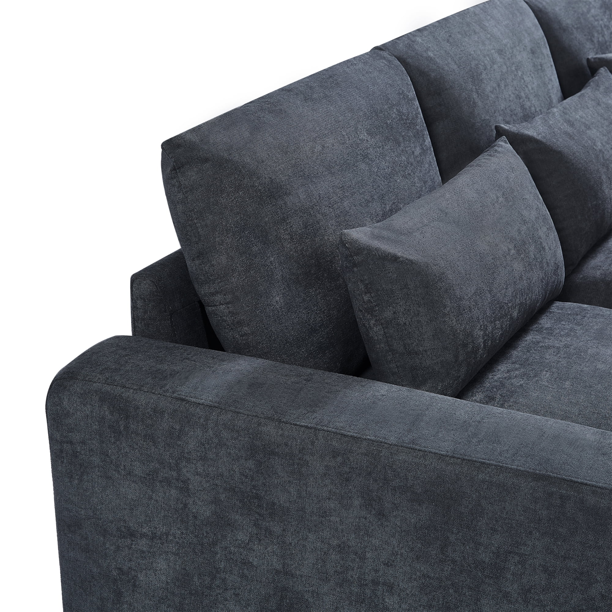 THINK 30, Dark Gray,5 Seat,Modern Large L-Shape Feather Filled Sectional Sofa,Convertible Sofa Couch with Reversible Chaise for Living Room