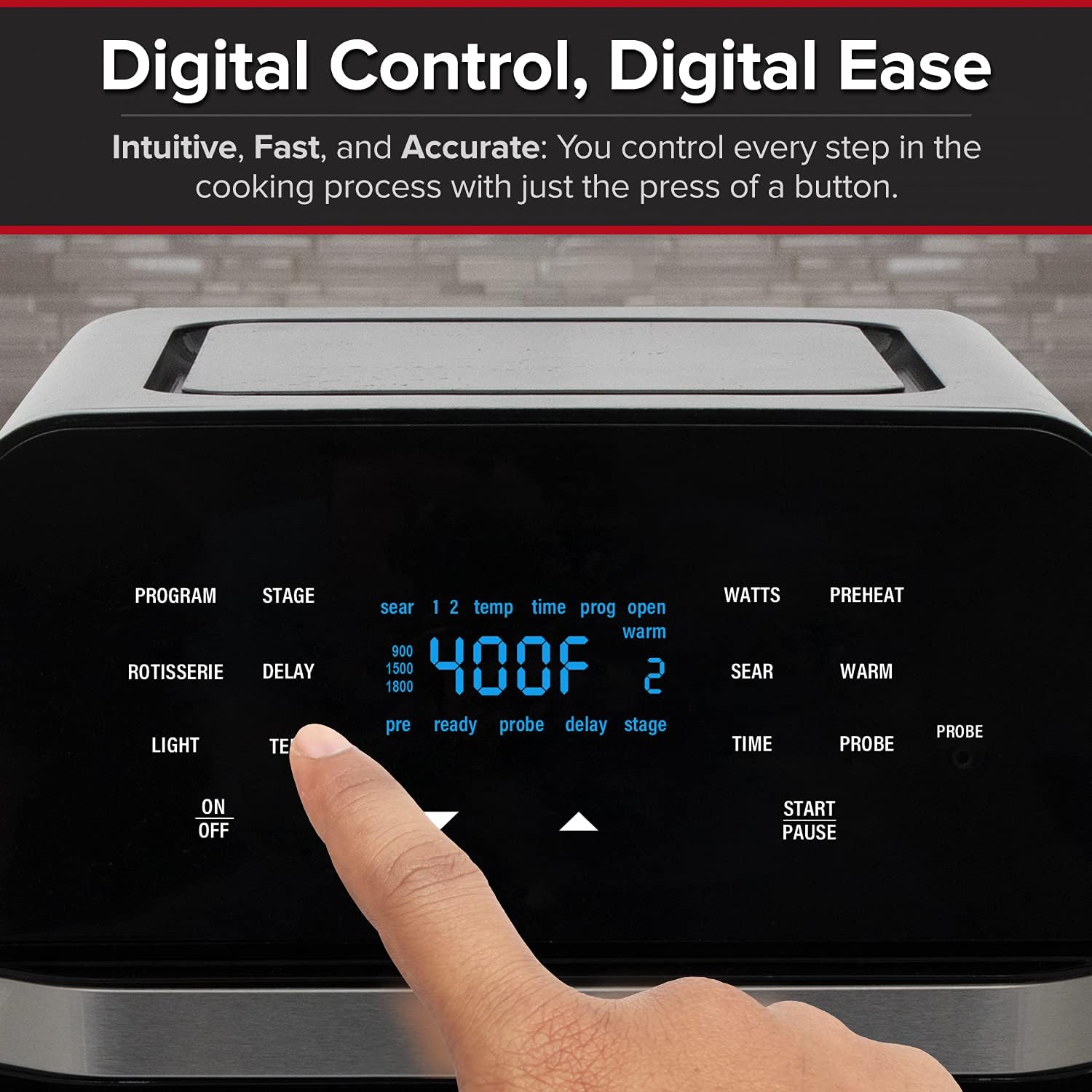 NUWAVE Brio Air Fryer Smart Oven, 15.5-Qt X-Large Family Size, Countertop Convection Rotisserie Grill Combo, 4 Rack Positions