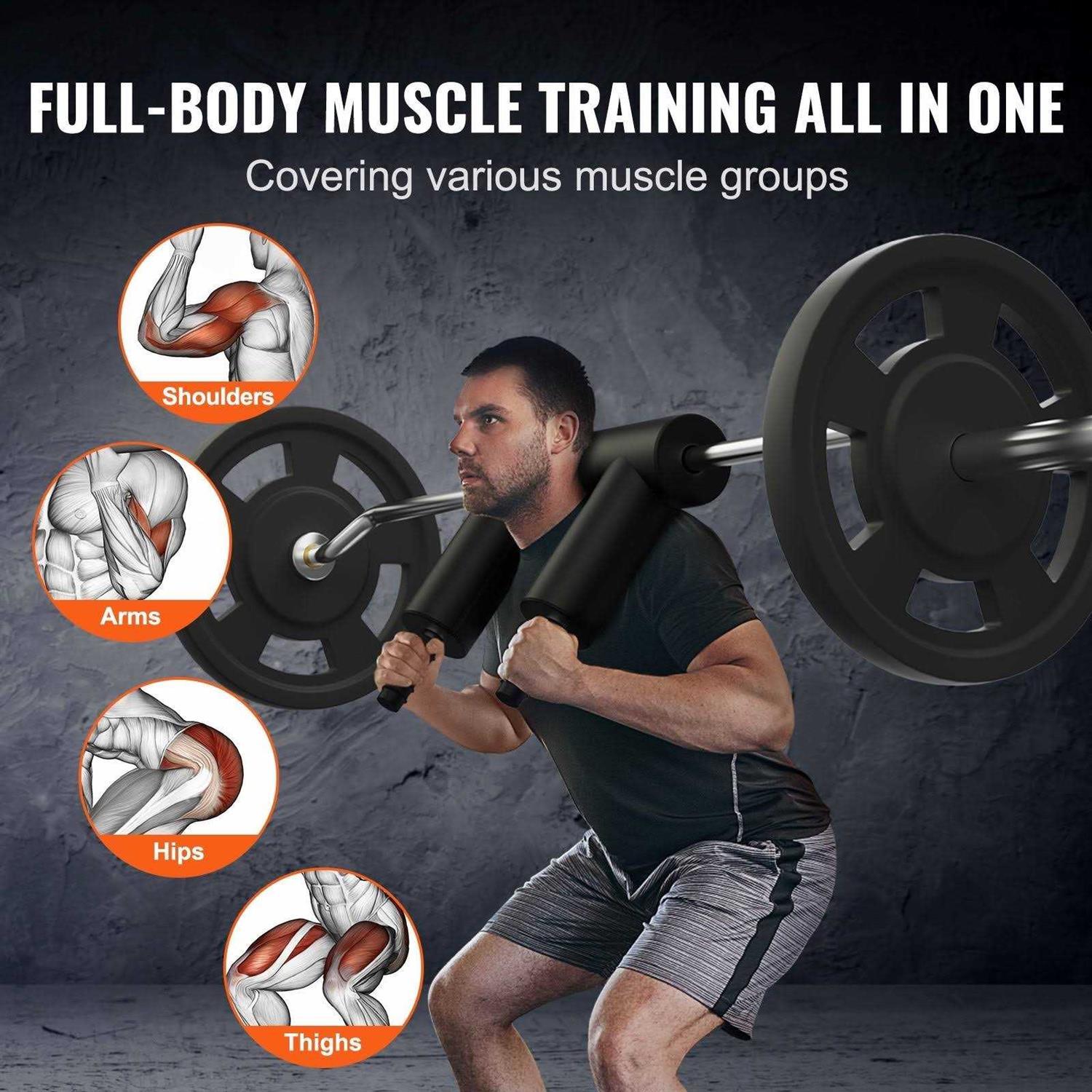 VEVOR Safety Squat Bar Fitness Squat Olympic Bar Safety Squat Bar Attachment with Shoulder &amp; Arm Pads - Sports Supplies Online Store