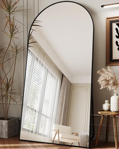 Full Length Mirror, 76"x34" Arched Floor Mirror Freestanding, Floor Standing Full Body Mirror with Stand for Bedroom