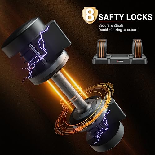 Adjustable Dumbbells Set of 2, 1-Sec Adjustable Weights Dumbbells Set, 5 in 1 Free Dumbbell with Anti-Slip Texture Handle