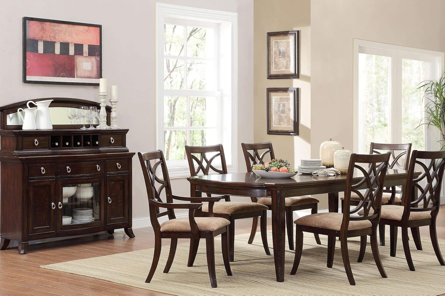 Homelegance Keegan 7 Piece Dining Room Set in Brown Cherry