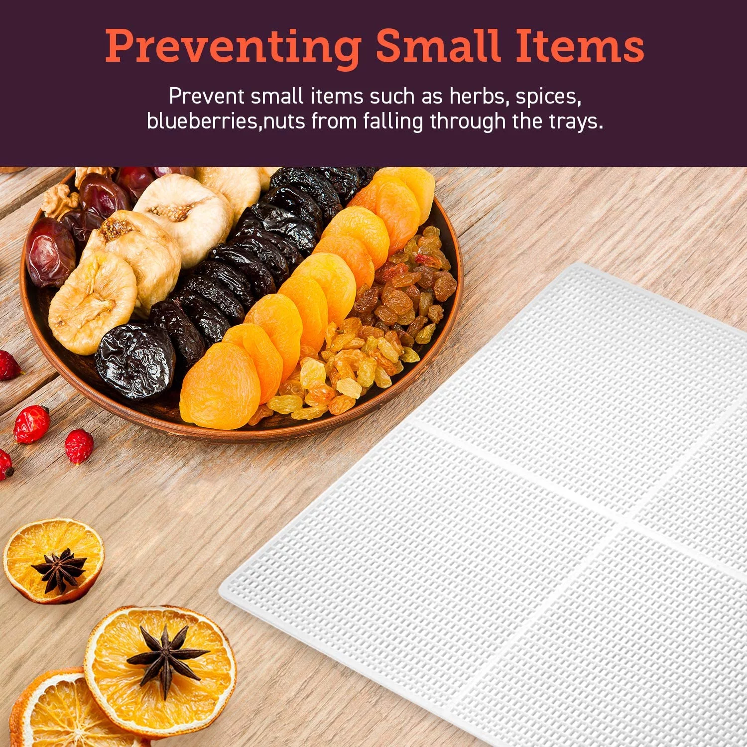 QCAI Food Dehydrator Machine(50 Recipes), 6 Stainless Steel Trays with Digital Timer and Temperature Control& Food Dehydrator Mesh Screen for Jerky