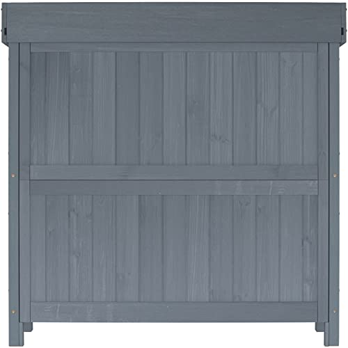 Outdoor Garden Patio Wooden Storage Cabinet Furniture Waterproof Tool Shed with Potting Benches Outdoor Work Station Table (Natural)