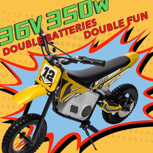 KerryYoo 36V 350W C11 Electric Dirt Bike for Kids 8-14, Up to 16MPH Off-Road Electric Motorcycle with Explosion-Proof Tires, Twist Grip Throttle