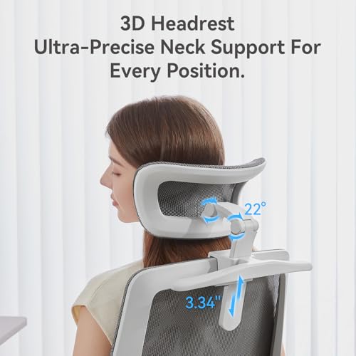 SIHOO M59AS Ergonomic Office Chair, Desk Chair with 3D Flip-up Armrests, Computer Chair with Dual Back Design and Adaptive Dynamic Lumbar Support