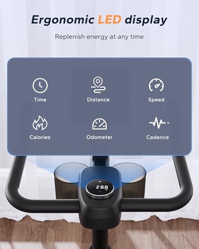 MERACH Exercise Bike, Brake Pad Stationary Bike with Exclusive App, Low Noise Indoor Cycling Bike with 300lbs Weight Capacity
