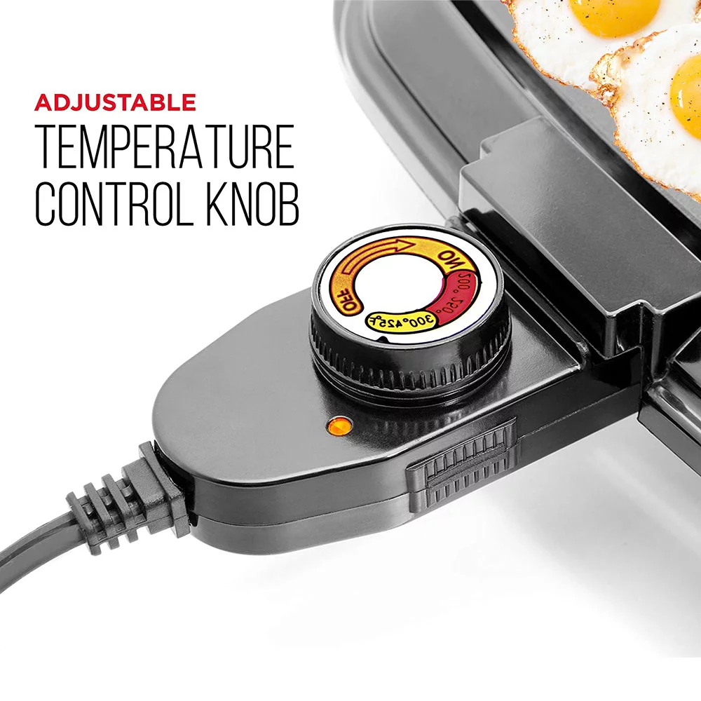 Nonstick Electric Griddle for 6 Eggs/Pancakes At Once (1200W)