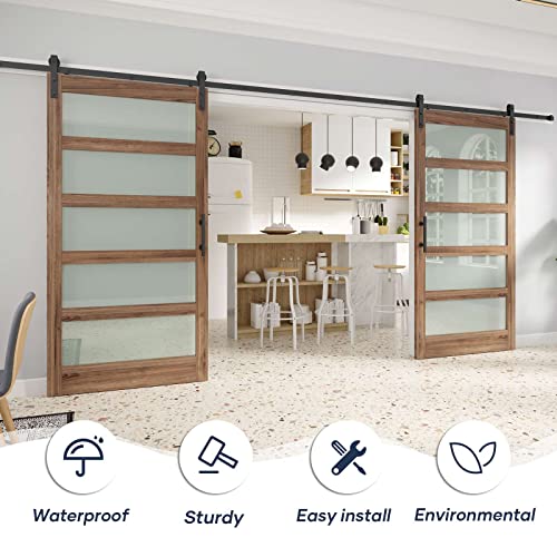Fredbeck Double 42 Glass Barn Door (84barn Door with 14ft Hardware kit inlcuded