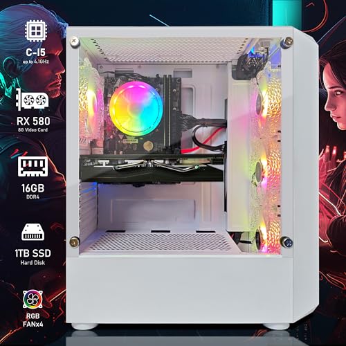 STGAubron Gaming PC Computer Desktop, GeForce RTX 2060 Super 8G, Intel Core I7 8th up to 4.1GHz, 16G DDR4, 1T SSD, WiFi 6 & BT 5.2, RGB Fan x6