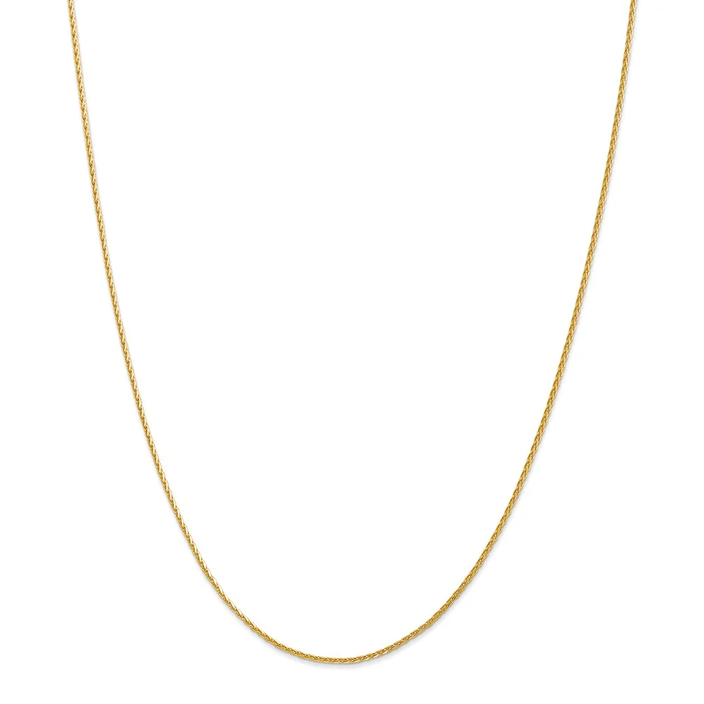 Real 14kt Yellow Gold 1.5mm Diamond Cut Parisian Wheat Chain; 24 inch; Lobster Clasp; for Adults and Teens; for Women and Men