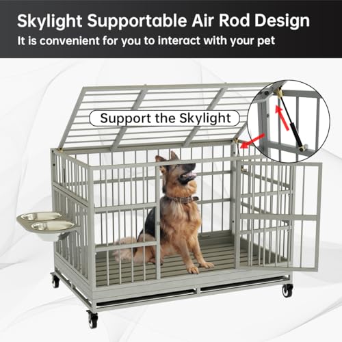 54 Inch Heavy Duty Dog Crate with Wheels，Indestructible Escape-Proof Dog Cage for Large Dogs