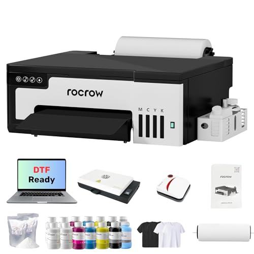 L8 DTF Printer, A4 Transfer Printing Machine with White Ink Mixing, Automatic Cleaning for DIY Print, Customized Printing, Includes Heat Press, Ink