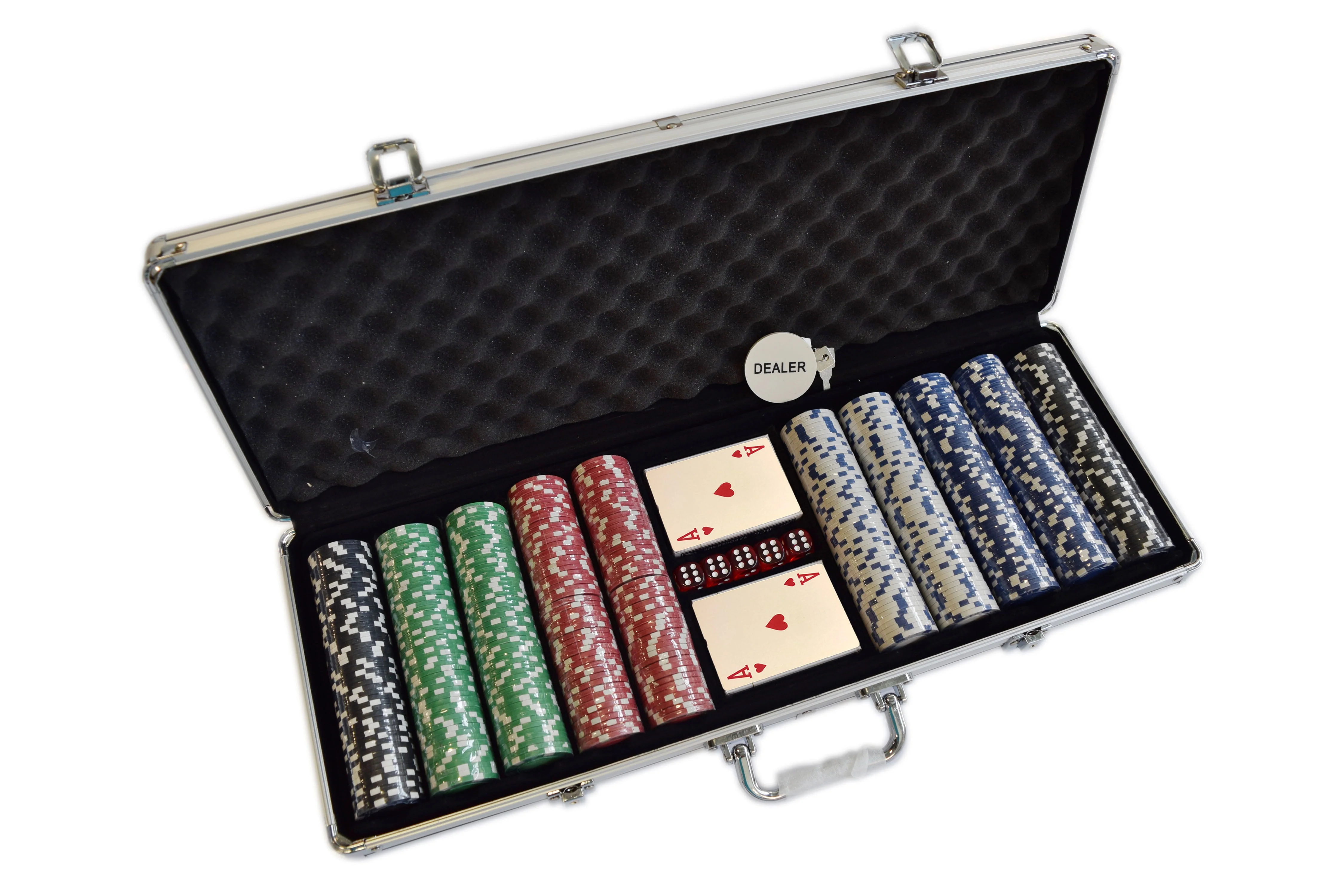 HAN'S DELTA Poker Chip Set 11.5 Gram for Texas Holdem, Blackjack, Casino Gambling with Aluminum Case, Cards, Dealer Button, 500 Chips Set