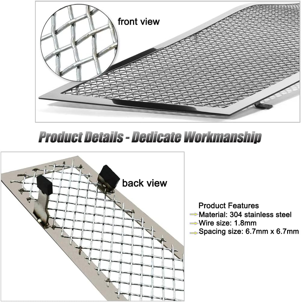 Compatible with 2008-2013 Cadillac CTS Stainless Steel Mesh Grille Grill Insert Combo (Not For CTS-V or model with Adaptive Cruise Control) (chrome
