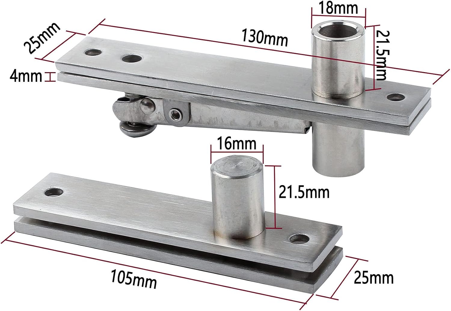 TamBee Door Pivot Hinge Heavy Duty Hidden Bookcase Hinges Secret Door Hinges 360 Degree Shaft Stainless Steel Invisidoor Hinge Hardware (I Shape