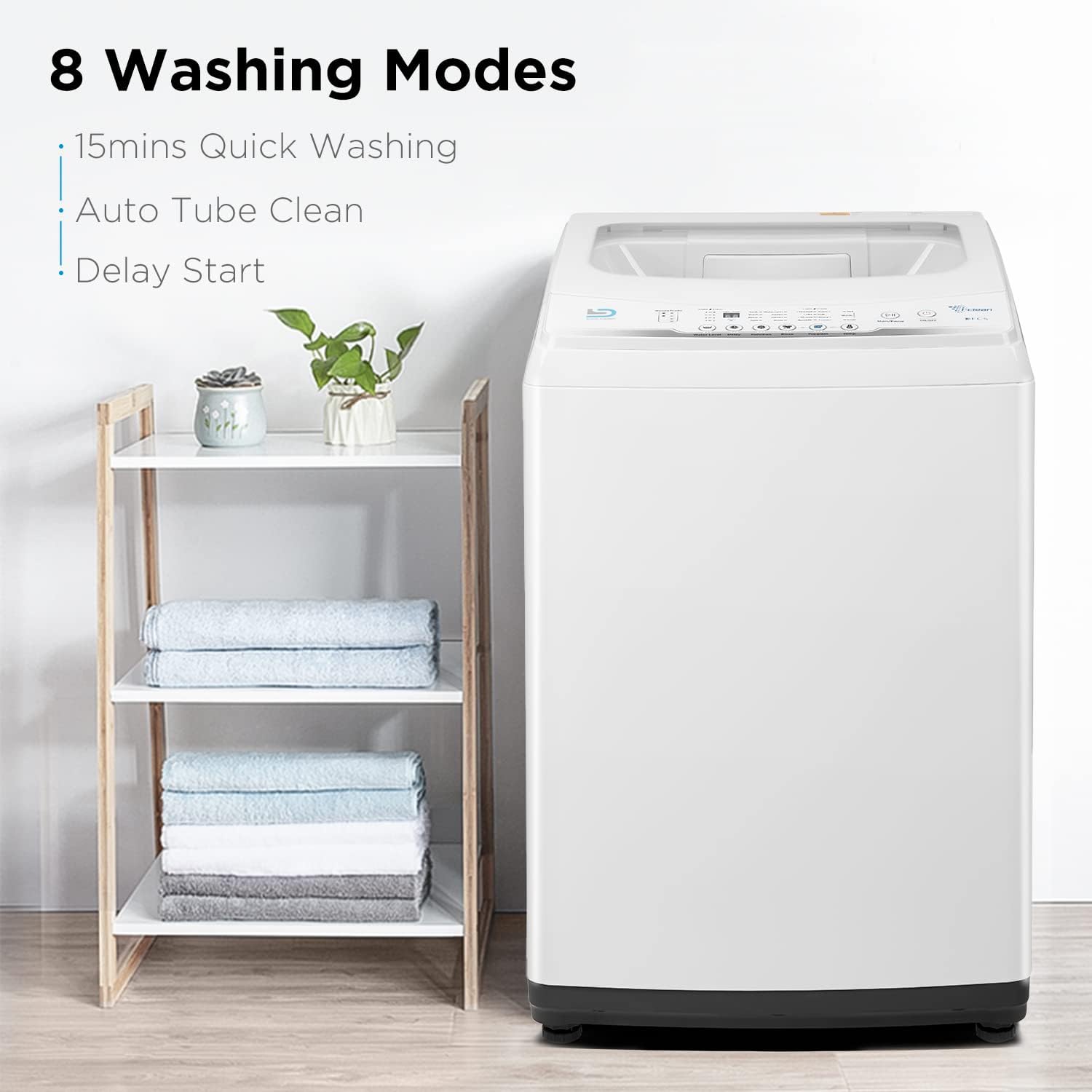 Smileader Portable Washing Machine, 2.0 Cu.Ft. Compact Washer with Fast Cleaning System, 8 Automatic Washing Programs, LED Display, for RV, Apartment