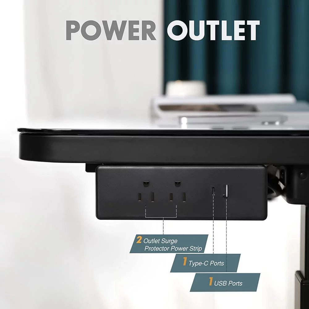 Glass tabletop standing desk - Black