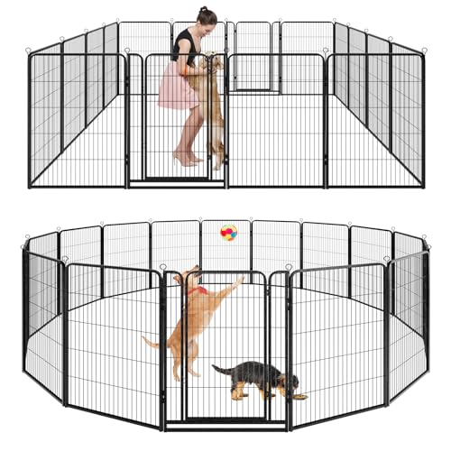 Dog Playpen Outdoor Extra Wide 12 Panels Heavy Duty Anti-Rust Coating-Strengthened Dog Fence 40" Height with Doors Portable for RV Camping Yard