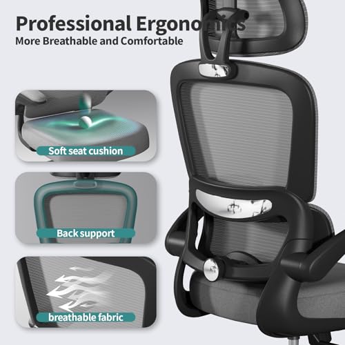 TRALT Office Chair Ergonomic Desk Chair, 330 LBS Home Mesh Office Desk Chairs with Wheels, Comfortable Gaming Chair