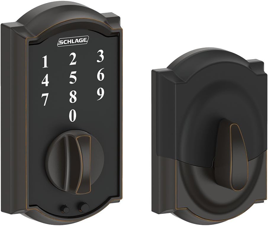 Schlage BE375 CAM 619 Touch Camelot Deadbolt, Electronic Keyless Entry Lock, Satin Nickel