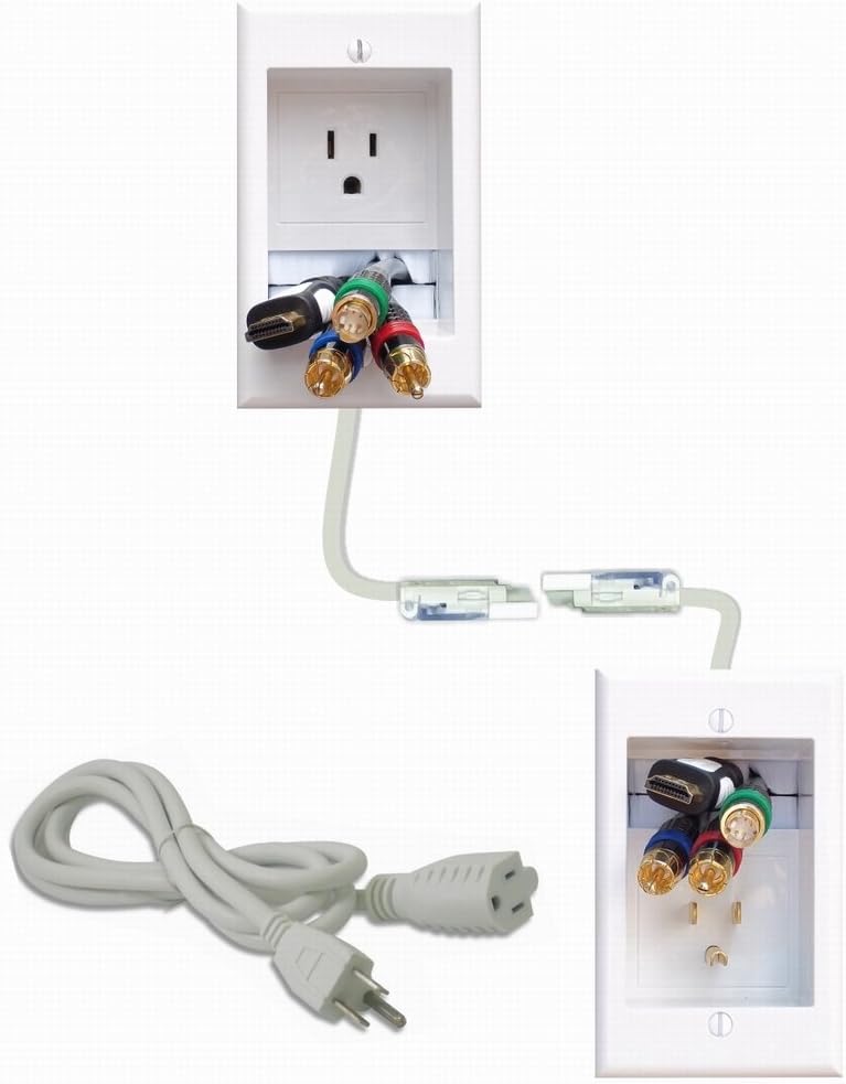 PowerBridge TWO-CK Dual Outlet Recessed In-Wall Cable Management System with PowerConnect for Wall-Mounted Flat Screen LED, LCD