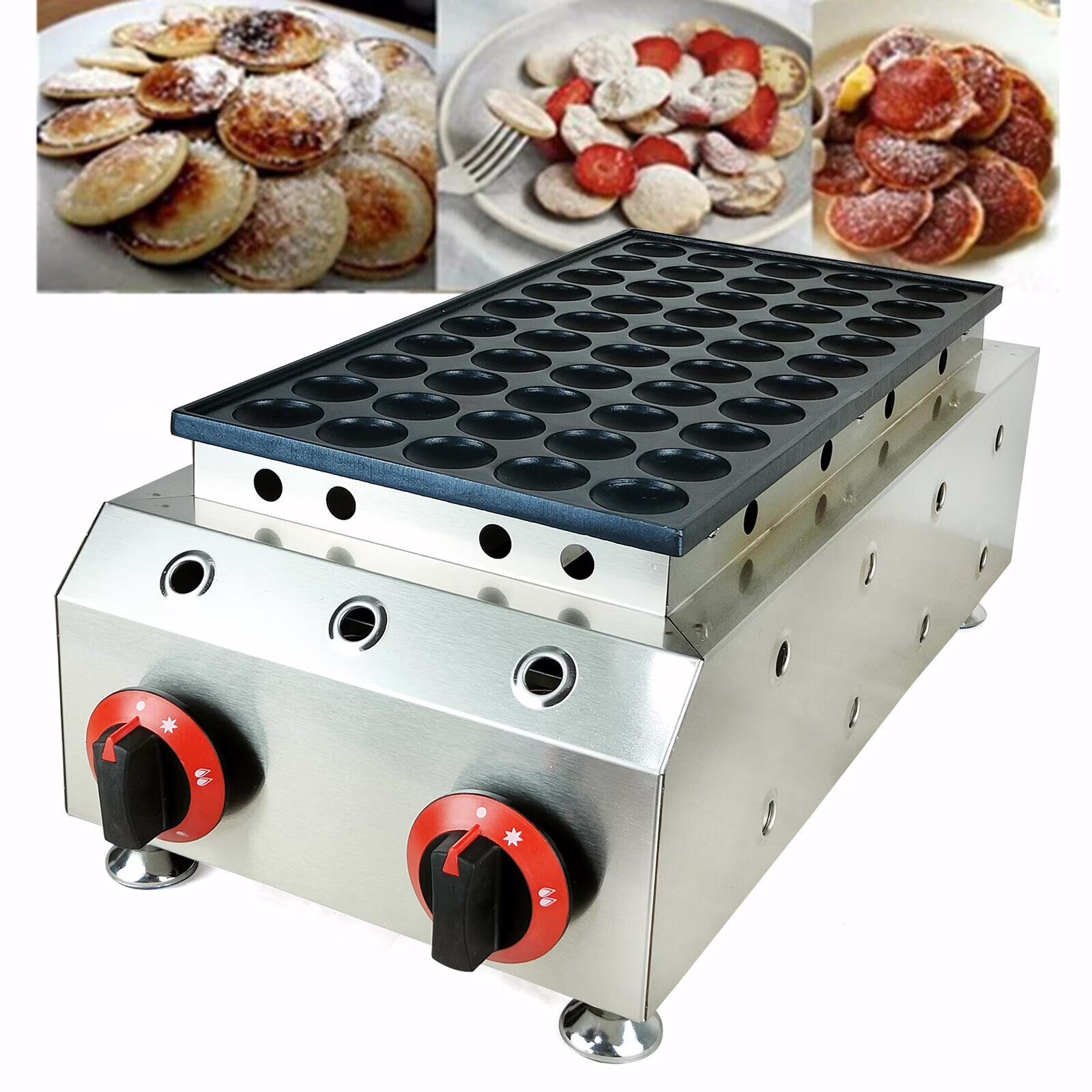 LPG Gas Poffertjes Maker 50 Holes Mini Dutch Pancakes Maker Machine Non-stick Waffle Maker
