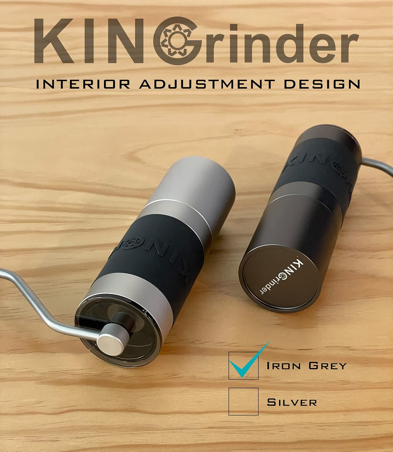 KINGrinder K1 Iron Grey Manual Hand Coffee Grinder 140 Adjustable Grind Settings for Aeropress, French Press, Drip