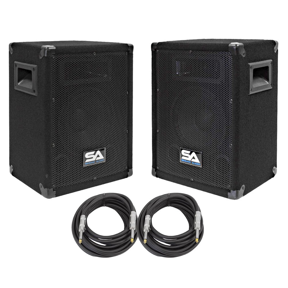 Seismic Audio - SA-8-PKG31 - Pair of 8 DJ Speakers with Two 20' Speaker Cables - 8 Inch DJ Loudspeakers Club Speakers