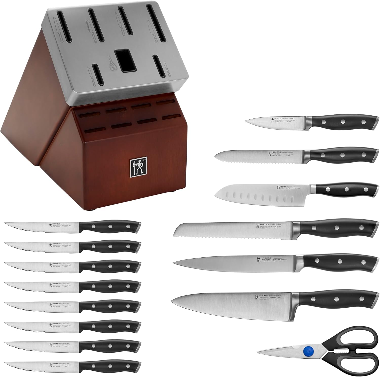 HENCKELS Forged Accent Knife Block Set, 16, Walnut