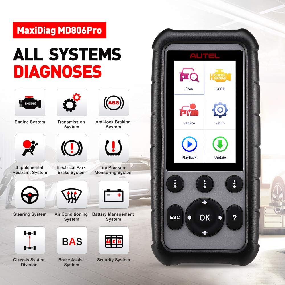 Autel Full System MaxiDiag MD806 Pro 2022 Newest Diagnostic Scan Tool Upgraded Version of MD802/MD808 Code Reader with 7 Special Services