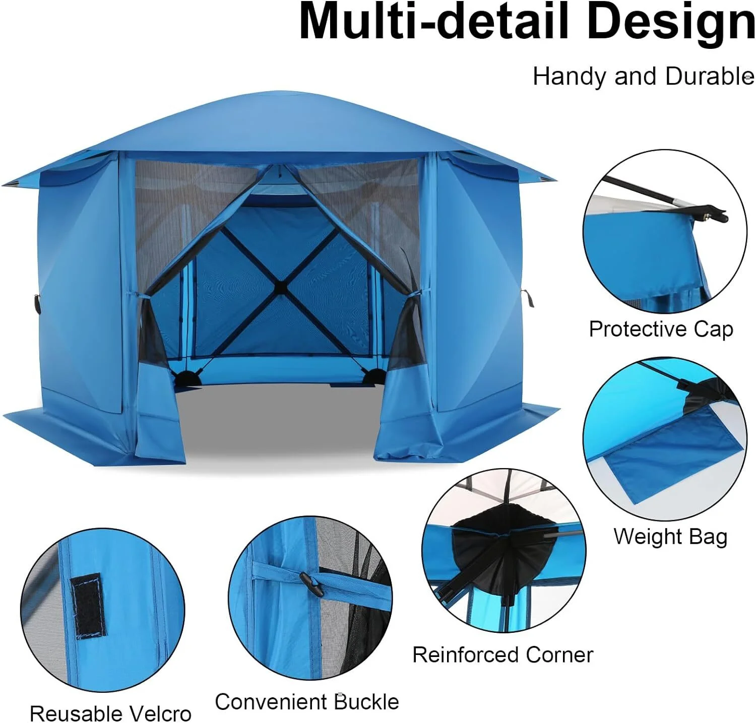 COBIZI 12x12 Pop-up Gazebo Starry Sky Screen Canopy Tent Screen House with 5 sidewalls and Mosquito Nettings for Camping