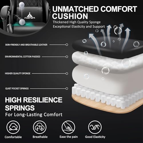 Gaming Chair,Ergonomic Massage Computer Office Desk Chair with Footrest,Pocket Spring Cushion
